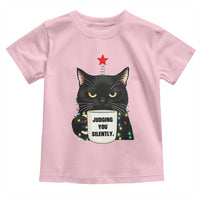 Funny Black Cat Christmas Toddler T Shirt Judging You Silently - Wonder Print Shop