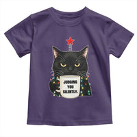 Funny Black Cat Christmas Toddler T Shirt Judging You Silently - Wonder Print Shop