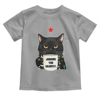 Funny Black Cat Christmas Toddler T Shirt Judging You Silently - Wonder Print Shop