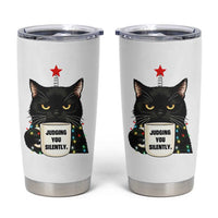 Funny Black Cat Christmas Tumbler Cup Judging You Silently - Wonder Print Shop