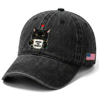 Funny Black Cat Christmas Washed Cotton Baseball Cap Judging You Silently