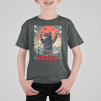 Catzilla Christmas T Shirt For Kid Japanese Cat Lover Kitty - Wonder Print Shop