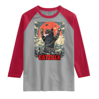 Catzilla Christmas Raglan Shirt Japanese Cat Lover Kitty - Wonder Print Shop