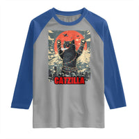 Catzilla Christmas Raglan Shirt Japanese Cat Lover Kitty - Wonder Print Shop