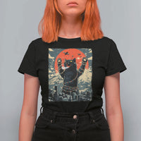 Catzilla Christmas T Shirt For Women Japanese Cat Lover Kitty - Wonder Print Shop