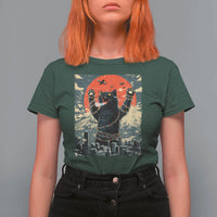 Catzilla Christmas T Shirt For Women Japanese Cat Lover Kitty - Wonder Print Shop