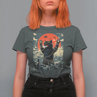 Catzilla Christmas T Shirt For Women Japanese Cat Lover Kitty - Wonder Print Shop