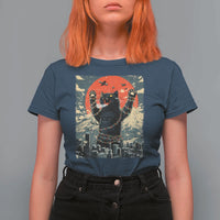 Catzilla Christmas T Shirt For Women Japanese Cat Lover Kitty - Wonder Print Shop