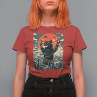 Catzilla Christmas T Shirt For Women Japanese Cat Lover Kitty - Wonder Print Shop