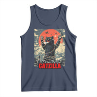 Catzilla Christmas Tank Top Japanese Cat Lover Kitty - Wonder Print Shop