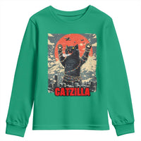 Catzilla Christmas Youth Sweatshirt Japanese Cat Lover Kitty - Wonder Print Shop