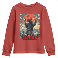 Catzilla Christmas Youth Sweatshirt Japanese Cat Lover Kitty - Wonder Print Shop