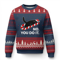 Funny Lazy Cat Xmas Ugly Christmas Sweater No You Do It - Wonder Print Shop