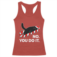 Funny Lazy Cat Christmas Racerback Tank Top No You Do It - Wonder Print Shop