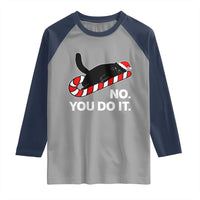 Funny Lazy Cat Christmas Raglan Shirt No You Do It - Wonder Print Shop