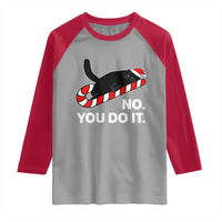 Funny Lazy Cat Christmas Raglan Shirt No You Do It - Wonder Print Shop