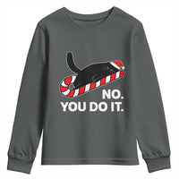 Funny Lazy Cat Christmas Youth Sweatshirt No You Do It - Wonder Print Shop