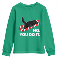 Funny Lazy Cat Christmas Youth Sweatshirt No You Do It - Wonder Print Shop