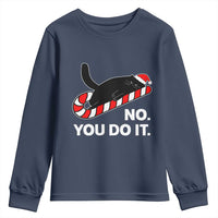 Funny Lazy Cat Christmas Youth Sweatshirt No You Do It - Wonder Print Shop