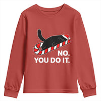 Funny Lazy Cat Christmas Youth Sweatshirt No You Do It - Wonder Print Shop