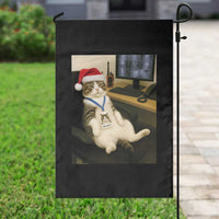 Funny Cat Christmas Garden Flag Night Time Security Guard - Wonder Print Shop