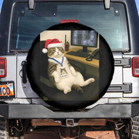 Funny Cat Christmas Spare Tire Cover Night Time Security Guard - Wonder Print Shop