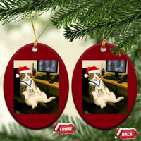 Funny Cat Christmas Ceramic Ornament Night Time Security Guard - Wonder Print Shop