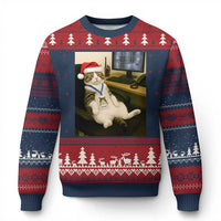 Funny Cat Xmas Ugly Christmas Sweater Night Time Security Guard - Wonder Print Shop