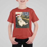 Funny Cat Christmas T Shirt For Kid Night Time Security Guard - Wonder Print Shop