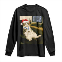 Funny Cat Christmas Long Sleeve Shirt Night Time Security Guard - Wonder Print Shop