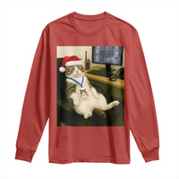 Funny Cat Christmas Long Sleeve Shirt Night Time Security Guard - Wonder Print Shop
