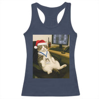 Funny Cat Christmas Racerback Tank Top Night Time Security Guard - Wonder Print Shop