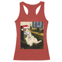 Funny Cat Christmas Racerback Tank Top Night Time Security Guard - Wonder Print Shop