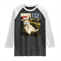 Funny Cat Christmas Raglan Shirt Night Time Security Guard - Wonder Print Shop