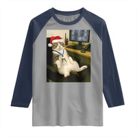 Funny Cat Christmas Raglan Shirt Night Time Security Guard - Wonder Print Shop