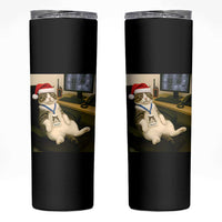 Funny Cat Christmas Skinny Tumbler Night Time Security Guard - Wonder Print Shop