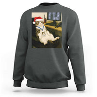 Funny Cat Christmas Sweatshirt Night Time Security Guard - Wonder Print Shop
