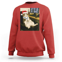 Funny Cat Christmas Sweatshirt Night Time Security Guard - Wonder Print Shop