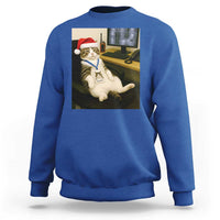 Funny Cat Christmas Sweatshirt Night Time Security Guard - Wonder Print Shop