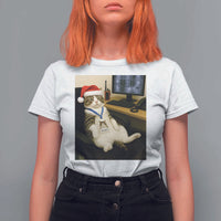 Funny Cat Christmas T Shirt For Women Night Time Security Guard - Wonder Print Shop