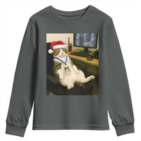 Funny Cat Christmas Youth Sweatshirt Night Time Security Guard - Wonder Print Shop