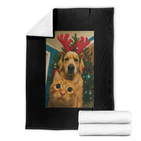 Funny Cat With Dog Selfie Christmas Throw Blanket Pet Lover Xmas Gift - Wonder Print Shop