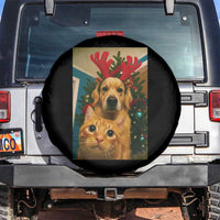 Funny Cat With Dog Selfie Christmas Spare Tire Cover Pet Lover Xmas Gift - Wonder Print Shop
