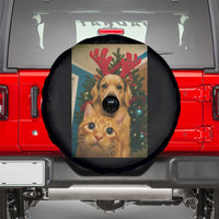 Funny Cat With Dog Selfie Christmas Spare Tire Cover Pet Lover Xmas Gift - Wonder Print Shop