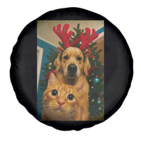 Funny Cat With Dog Selfie Christmas Spare Tire Cover Pet Lover Xmas Gift - Wonder Print Shop