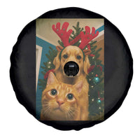 Funny Cat With Dog Selfie Christmas Spare Tire Cover Pet Lover Xmas Gift - Wonder Print Shop