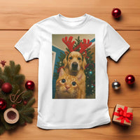 Funny Cat With Dog Selfie Christmas T Shirt Pet Lover Xmas Gift - Wonder Print Shop