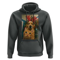 Funny Cat With Dog Selfie Christmas Hoodie Pet Lover Xmas Gift - Wonder Print Shop