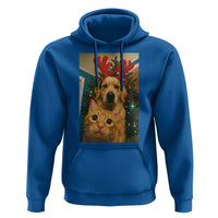Funny Cat With Dog Selfie Christmas Hoodie Pet Lover Xmas Gift - Wonder Print Shop