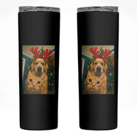 Funny Cat With Dog Selfie Christmas Skinny Tumbler Pet Lover Xmas Gift - Wonder Print Shop
